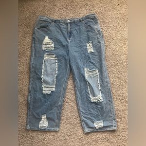 4x wide legged blue jeans